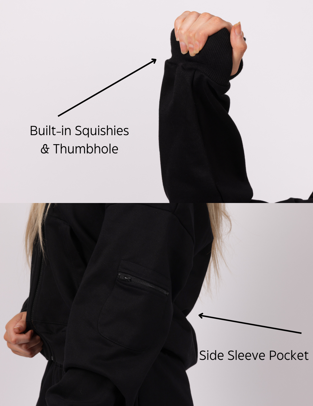 Squiddy Essential Hoodie Black - Weighted Hoodies With Builtin Squishies #Colour_Black