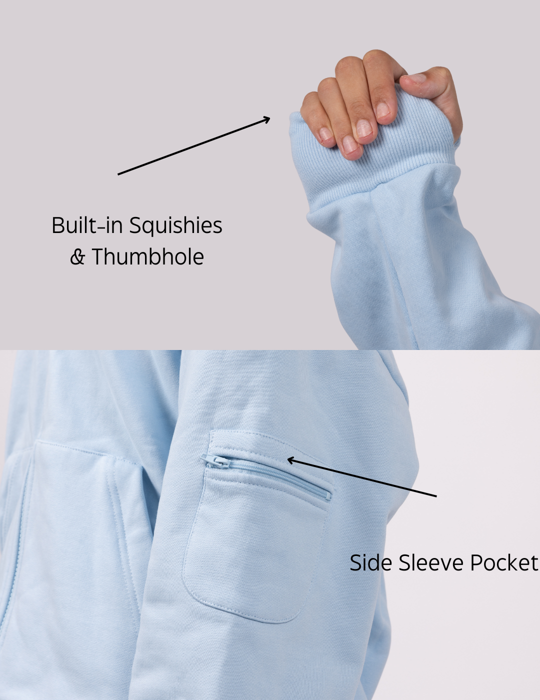 Baby Blue - Weighted Hoodies With Builtin Squishies #Colour_Baby Blue