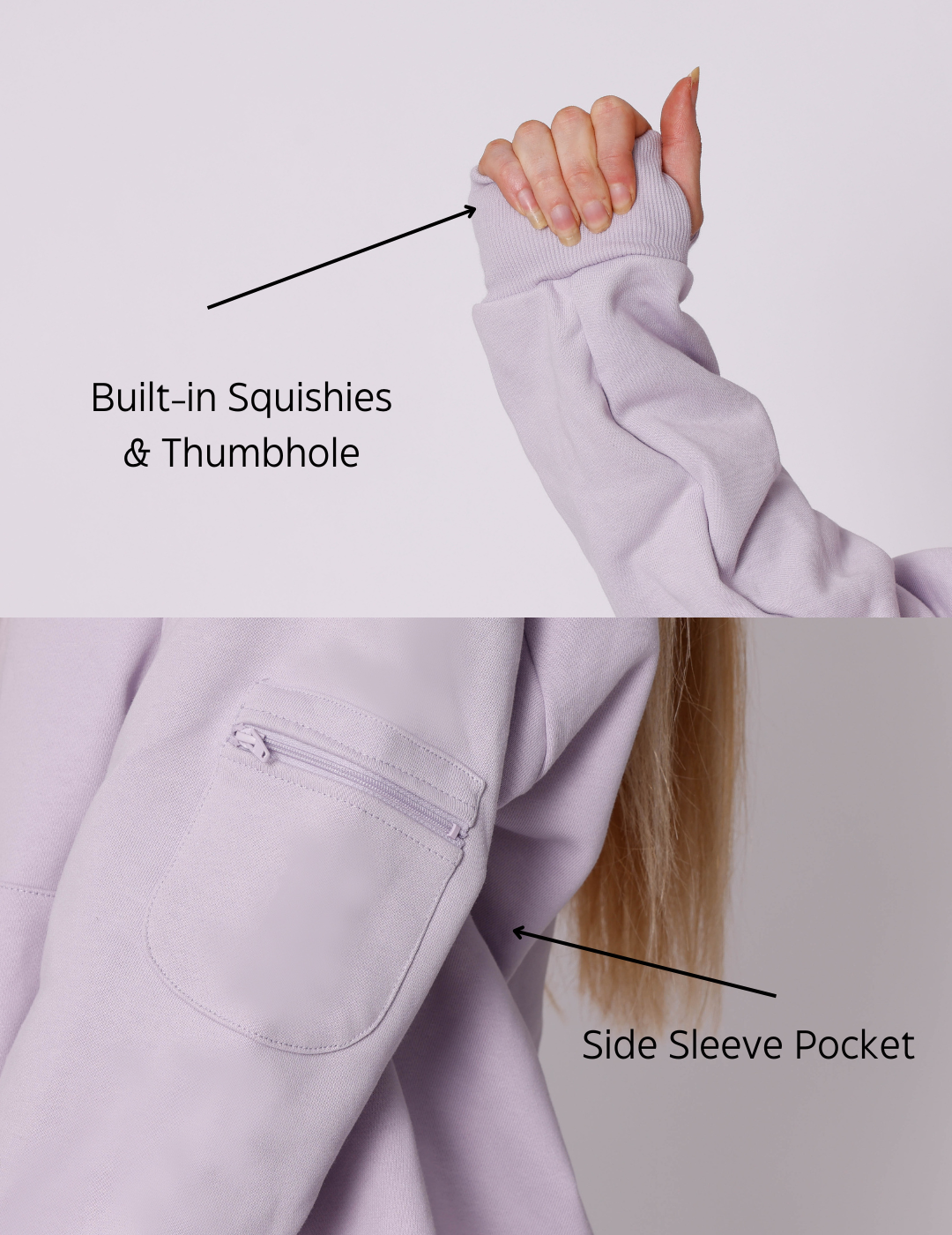 Light Lavender - Weighted Hoodies With Builtin Squishies #Colour_Light Lavender #Colour_Light Lavender