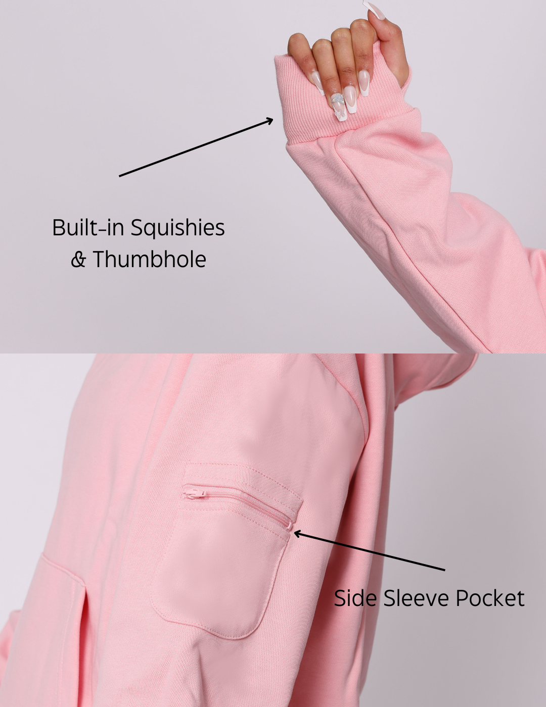 Squiddy Essential Hoodie Cotton Candy - Weighted Hoodies With Builtin Squishies #Colour_Cotton Candy
