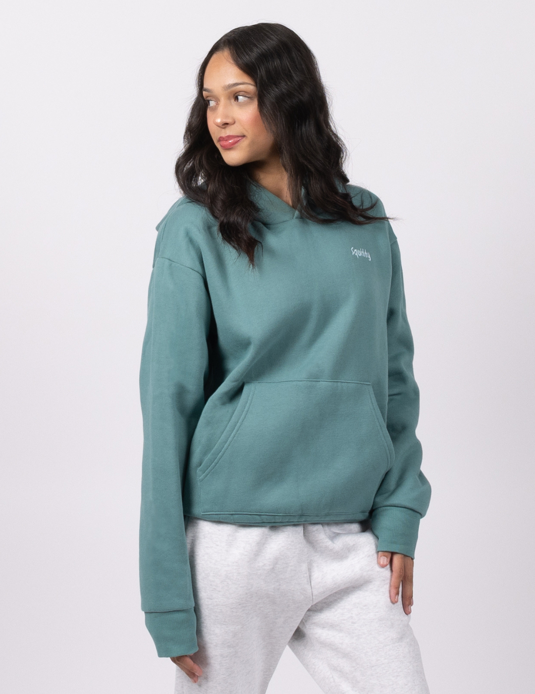 “Squiddy” Classic Hoodie - Teal Green Model 2