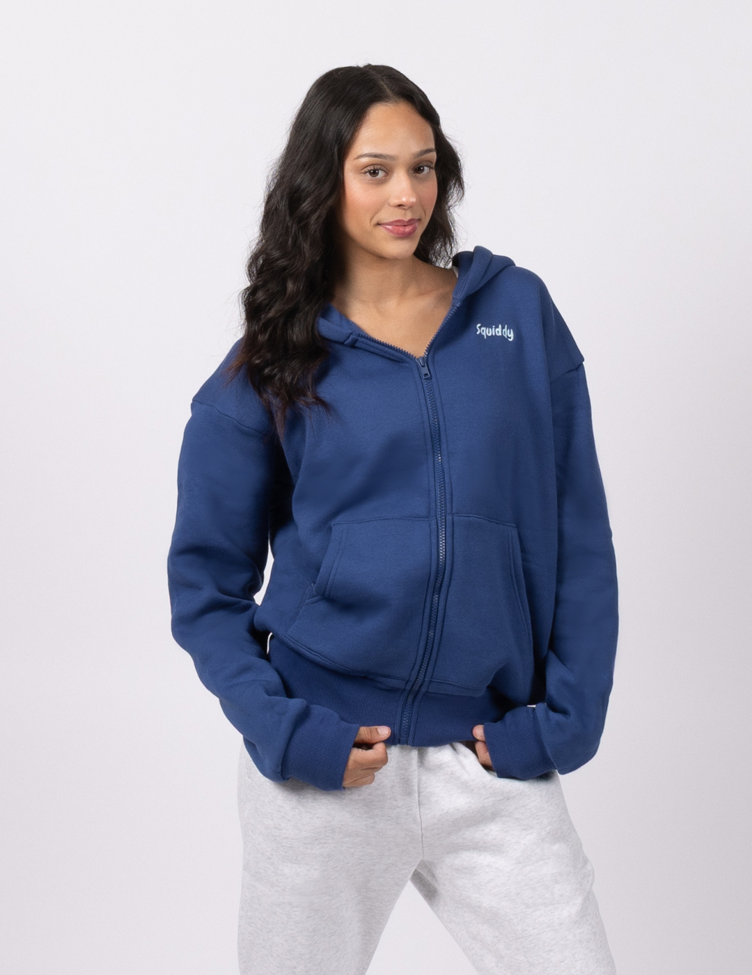 "Squiddy" Classic Zip Hoodie - Navy Blue Model1