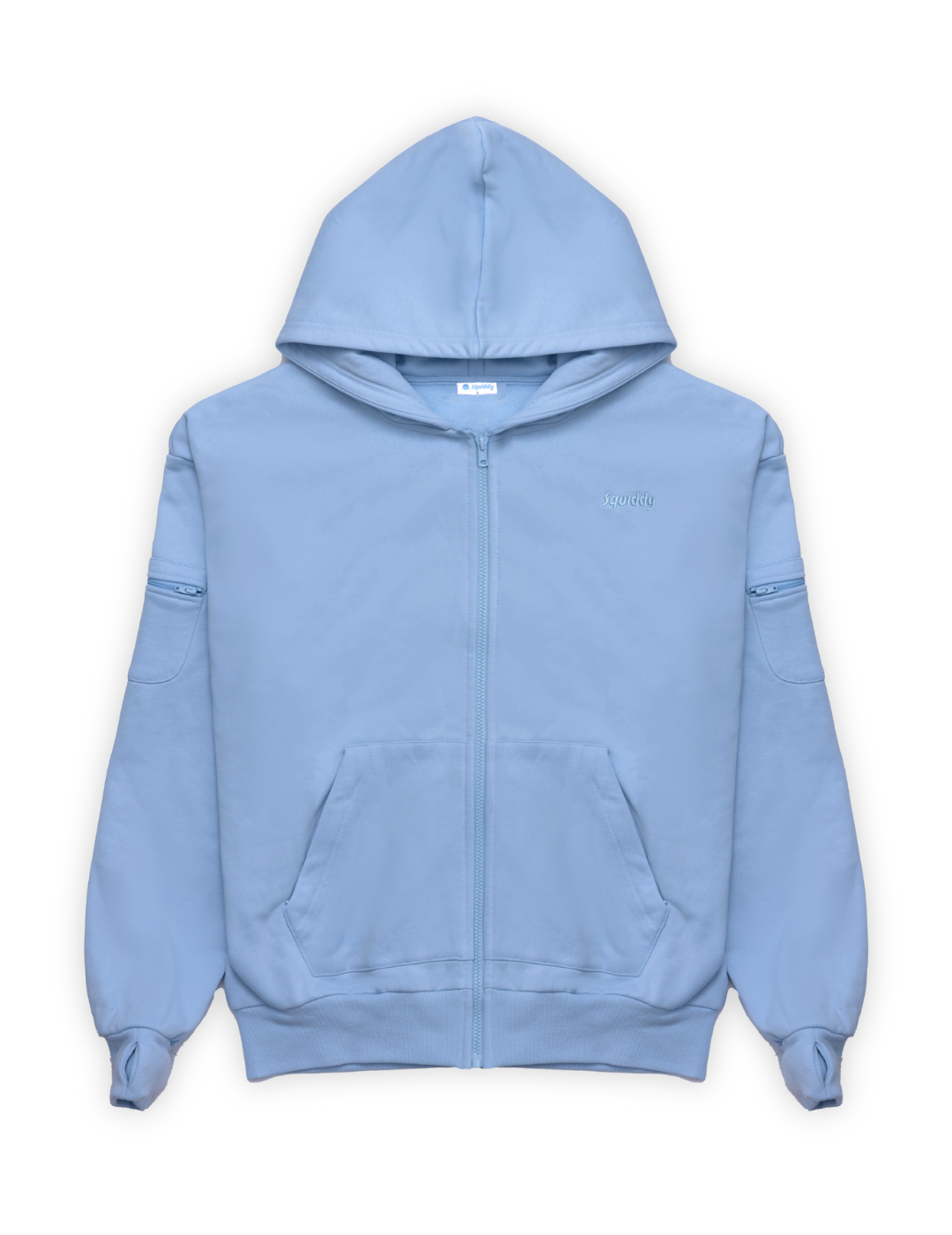 "Squiddy" Essential Zip HoodieBaby Blue Flat