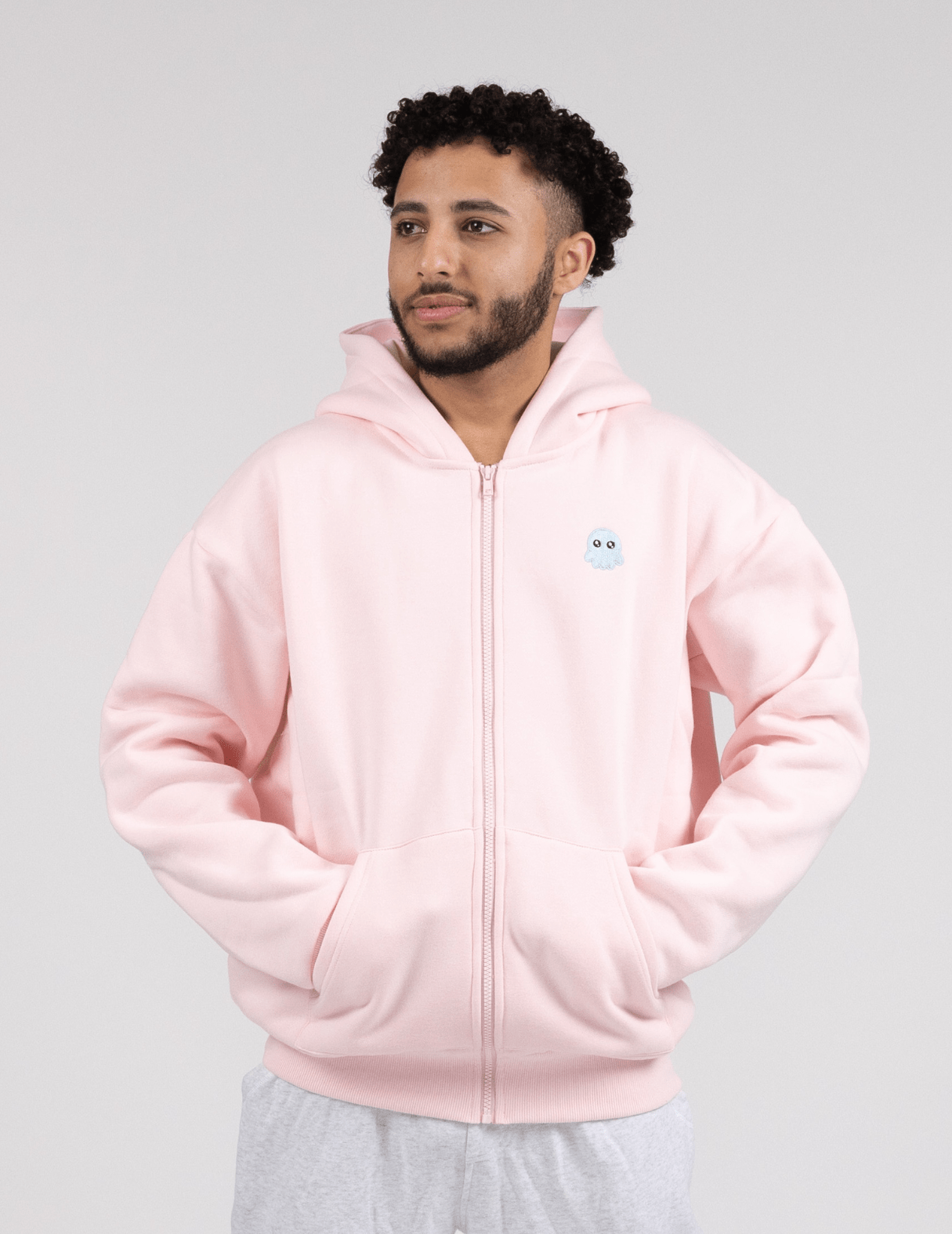 The Classic Squiddy Zip Hoodie - Squiddy - WeightedHoodiesWeightedSweatpantsWithBuiltinSquishies #Colour_Baby Pink