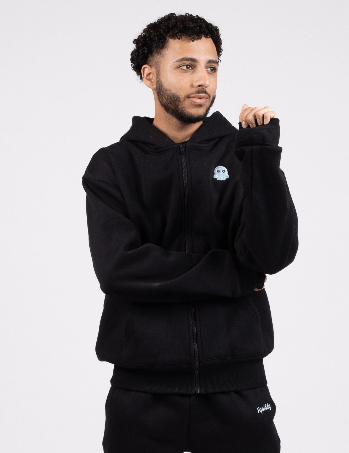 The Classic Squiddy Zip Hoodie - Squiddy - WeightedHoodiesWeightedSweatpantsWithBuiltinSquishies #Colour_Black
