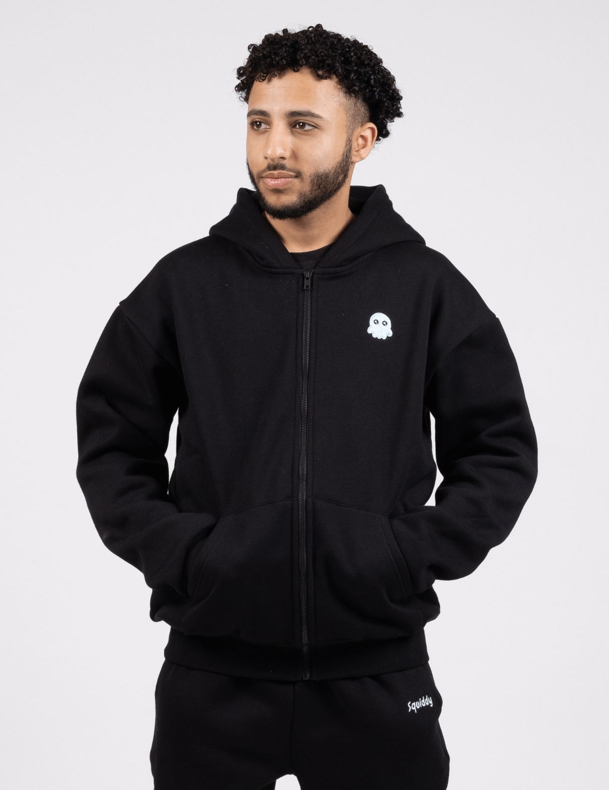 The Classic Squiddy Zip Hoodie - Squiddy - WeightedHoodiesWeightedSweatpantsWithBuiltinSquishies #Colour_Black