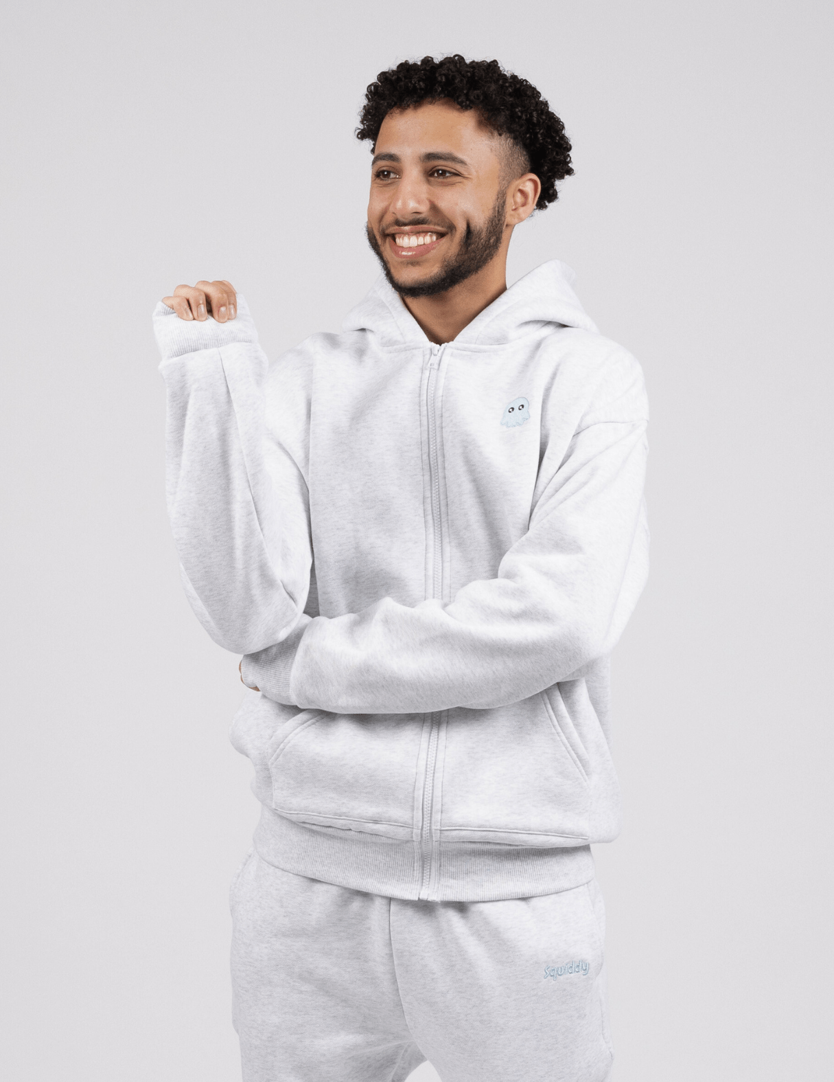 The Classic Squiddy Zip Hoodie - Squiddy - WeightedHoodiesWeightedSweatpantsWithBuiltinSquishies #Colour_Light Grey