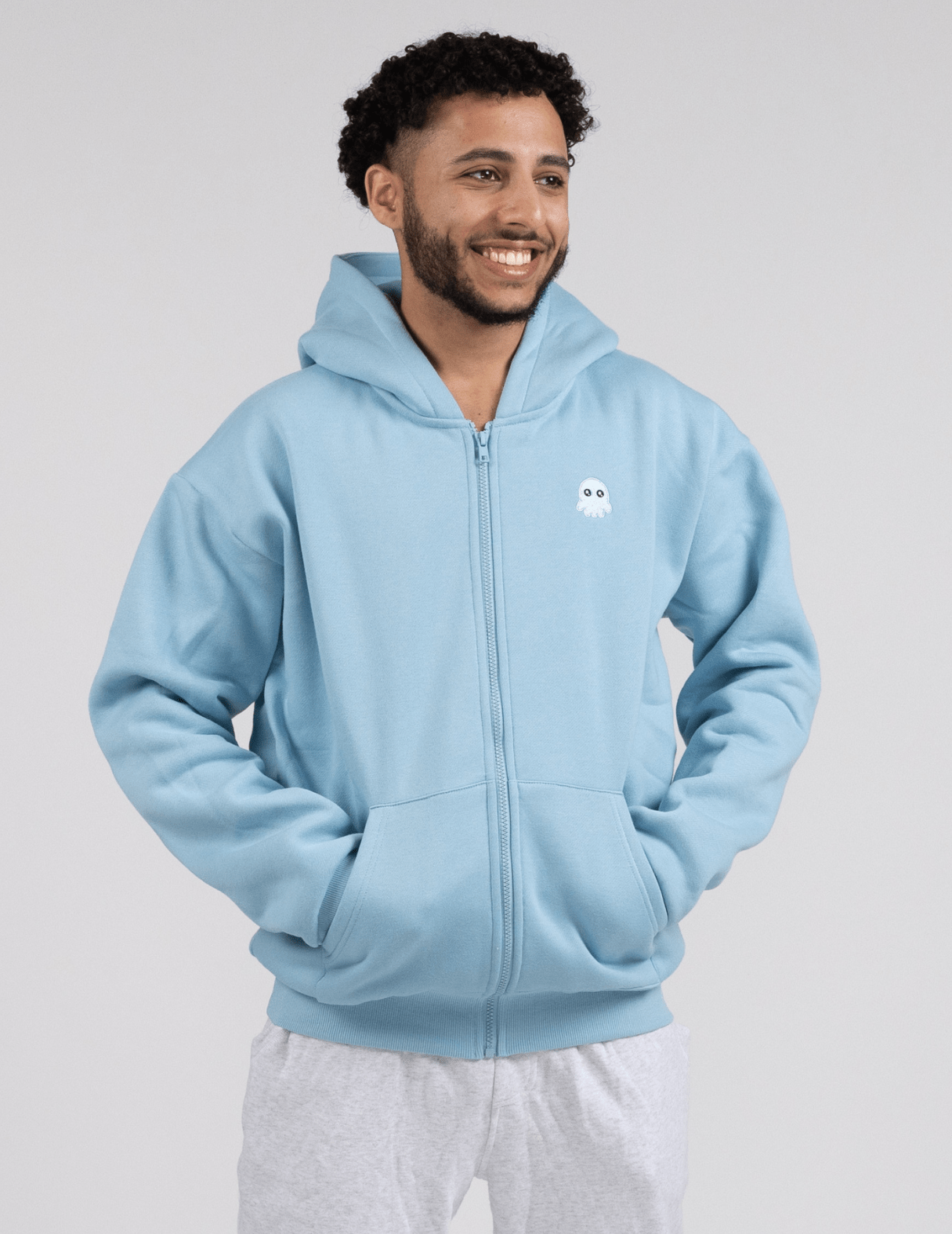 The Classic Squiddy Zip Hoodie - Squiddy - WeightedHoodiesWeightedSweatpantsWithBuiltinSquishies #Colour_Sky Blue