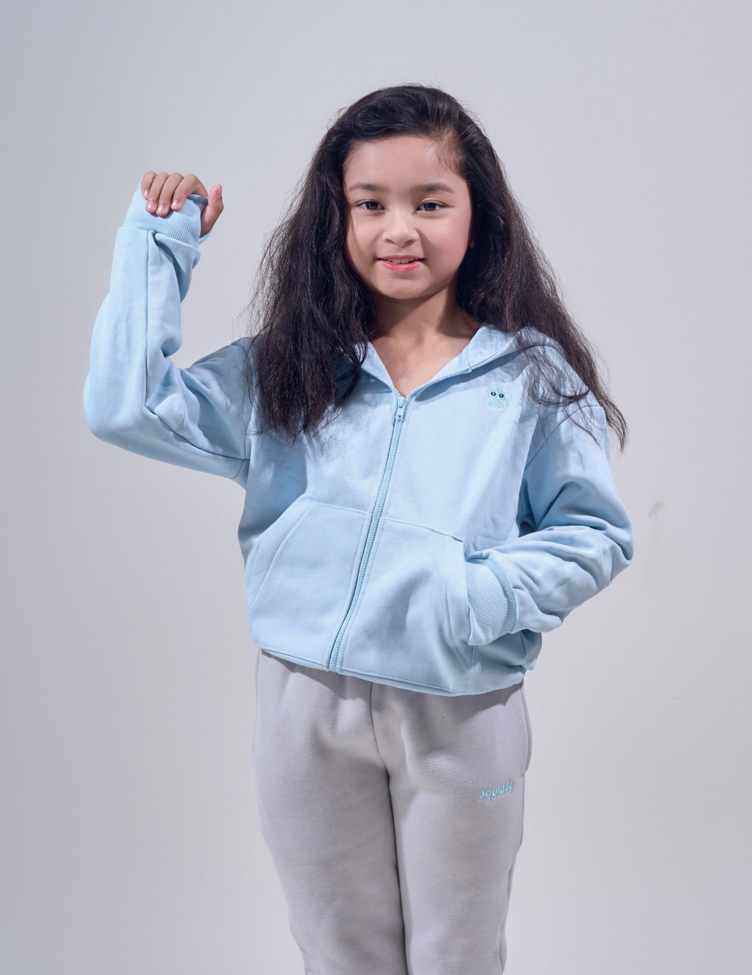 The Essential Kids Squiddy Zip Hoodie- Baby Blue - Weighted Kids Hoodies With Builtin Squishies Colour_Baby Blue