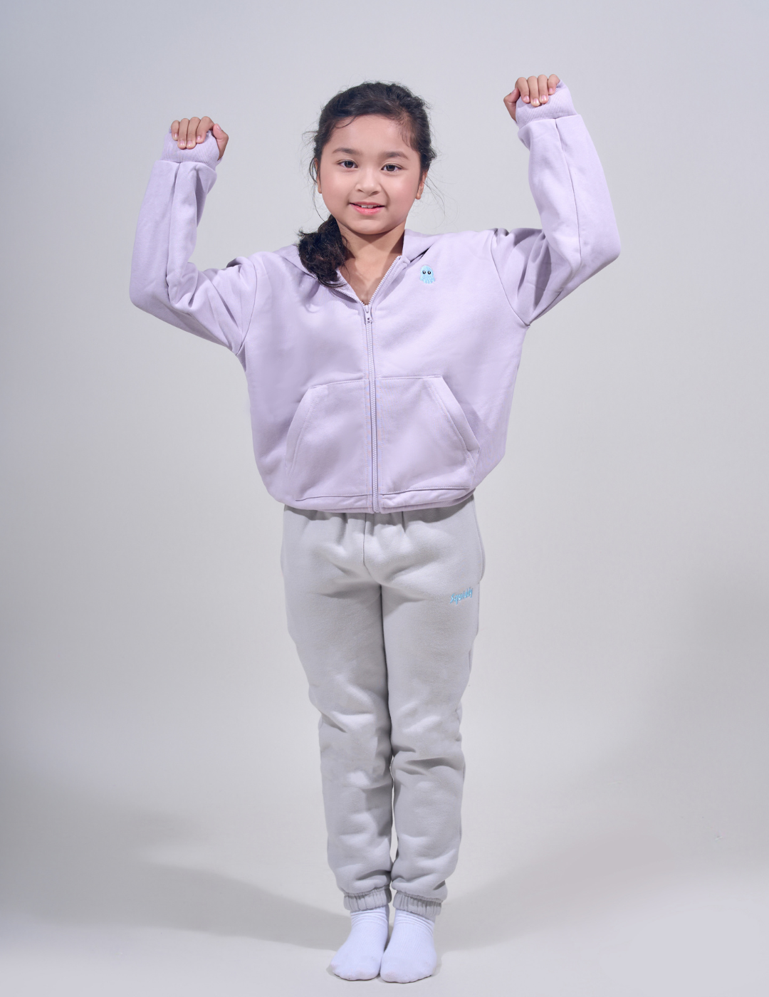 The Essential Kids Squiddy Zip Hoodie- Light Lavender - Weighted Kids Hoodies With Builtin Squishies Colour_Light Lavender