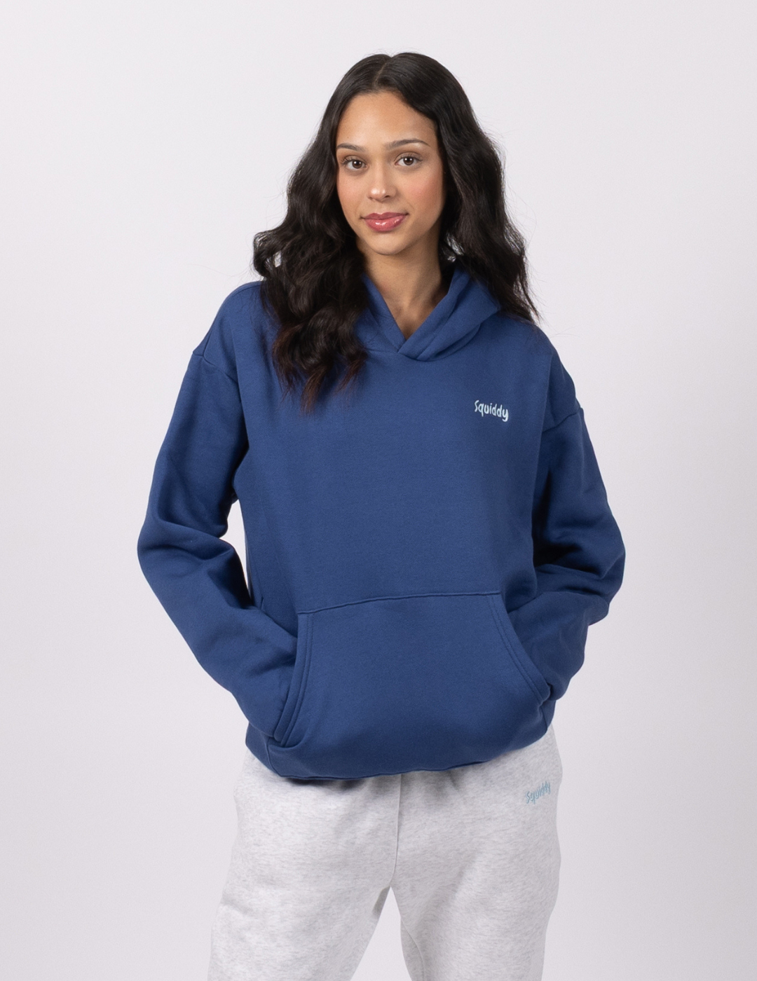 “Squiddy” Classic Hoodie - Navy Blue Model Photo
