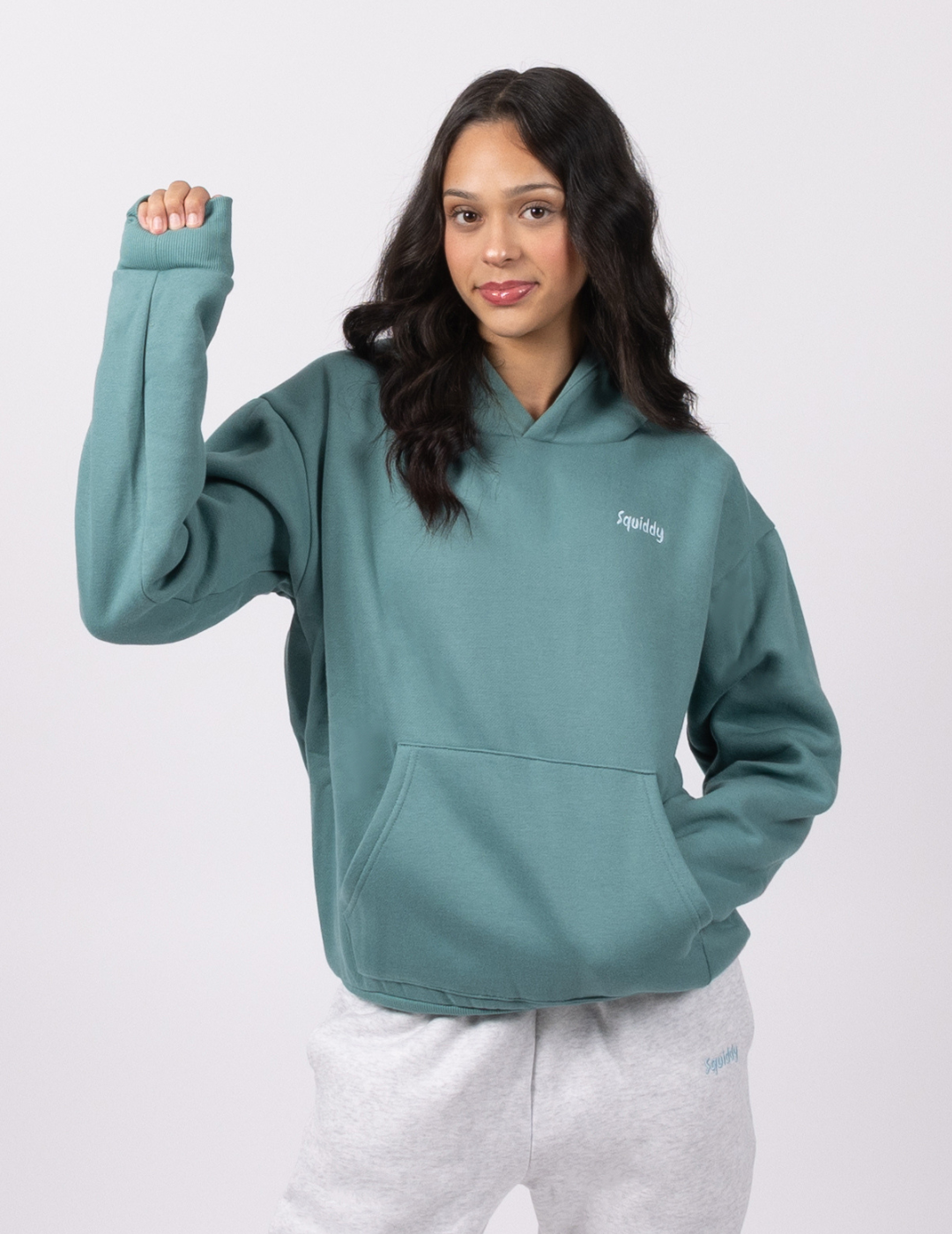“Squiddy” Classic Hoodie - Teal Green Model 1