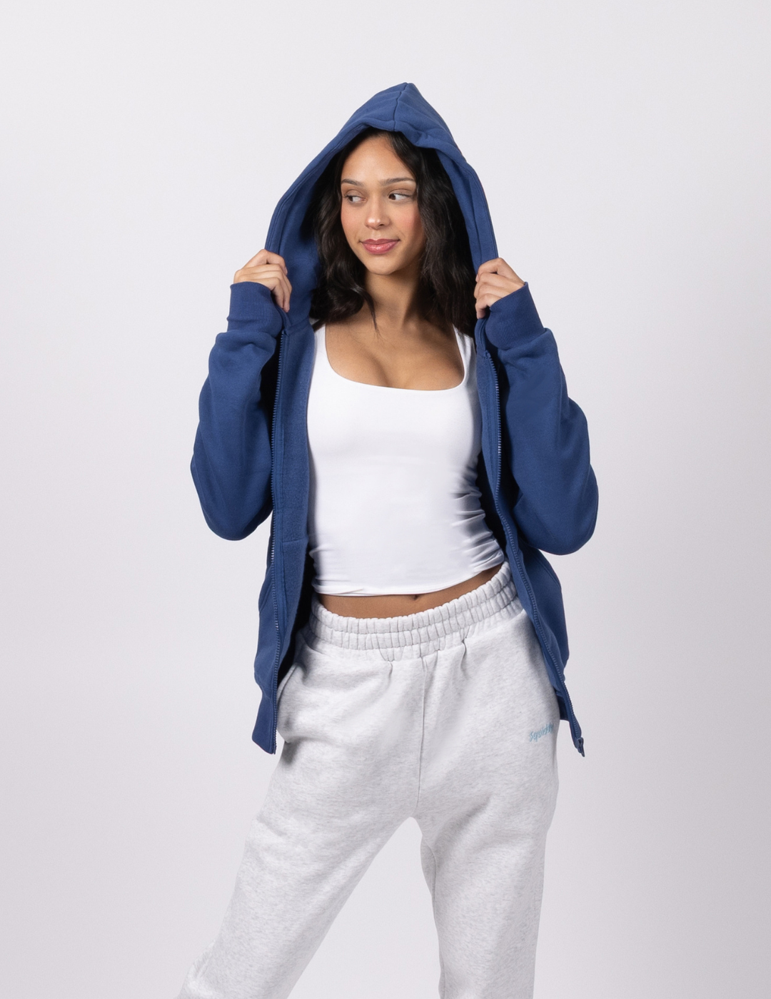 "Squiddy" Classic Zip Hoodie - Navy Blue Model3