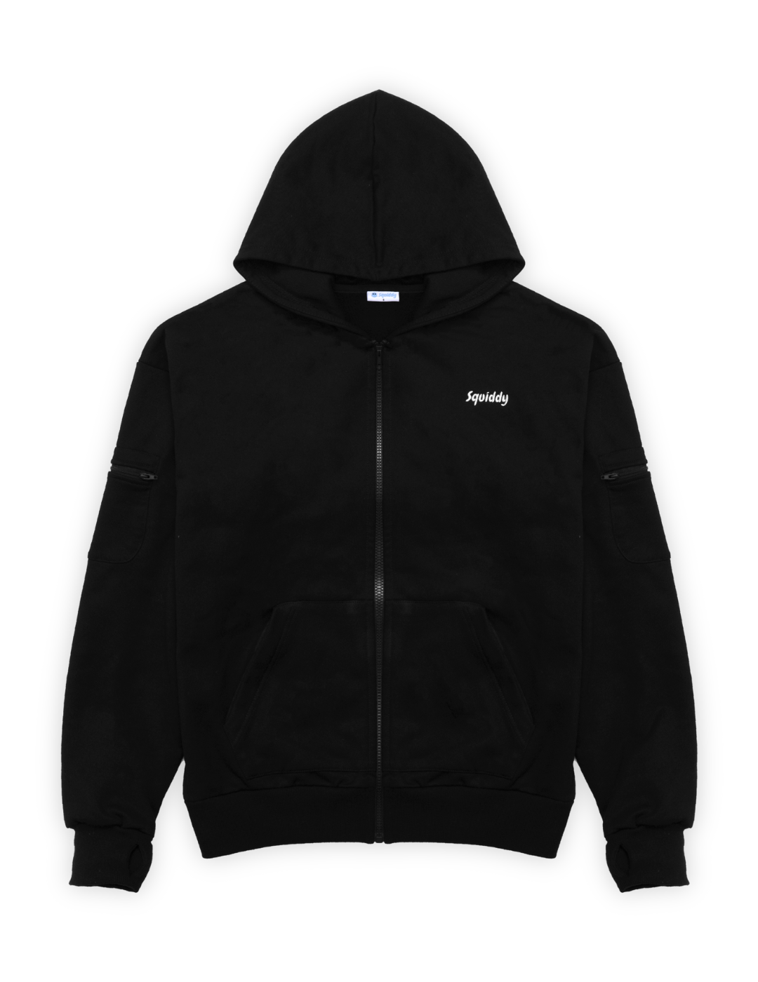 "Squiddy" Essential Zip Hoodie Black Flat