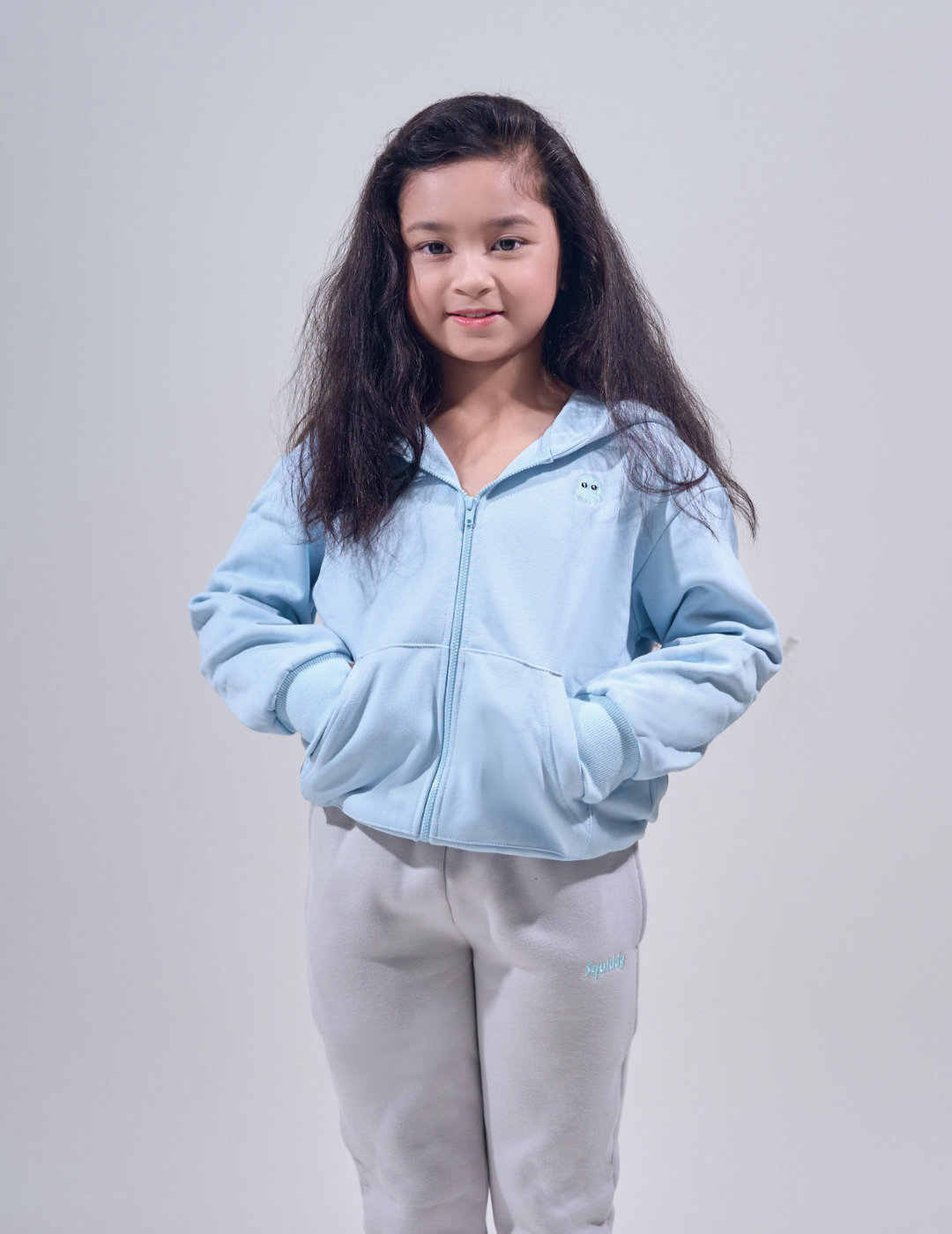The Essential Kids Squiddy Zip Hoodie- Baby Blue - Weighted Kids Hoodies With Builtin Squishies Colour_Baby Blue