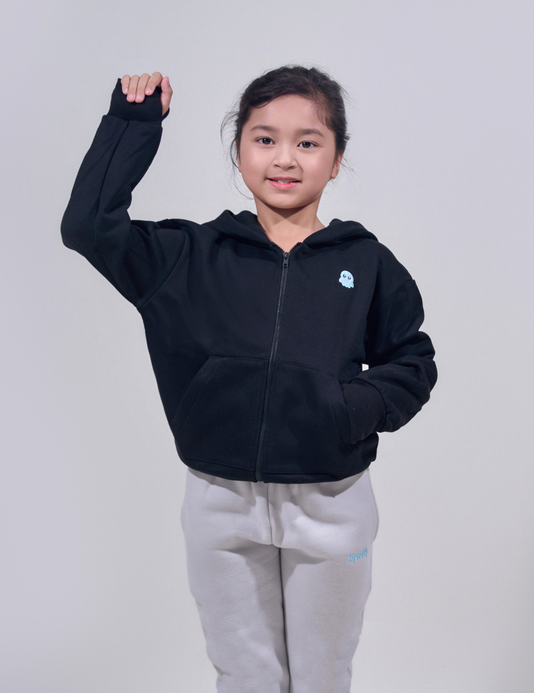 The Essential Kids Squiddy Zip Hoodie-Zip Hoodie-Squiddy #Colour_Black
