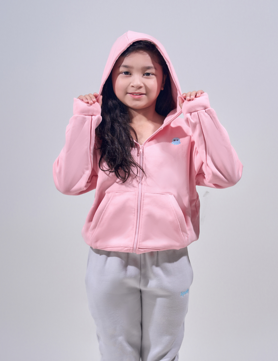The Essential Kids Squiddy Zip Hoodie Cotton Candy - Weighted Kids Hoodies With Builtin Squishies Colour_Cotton Candy