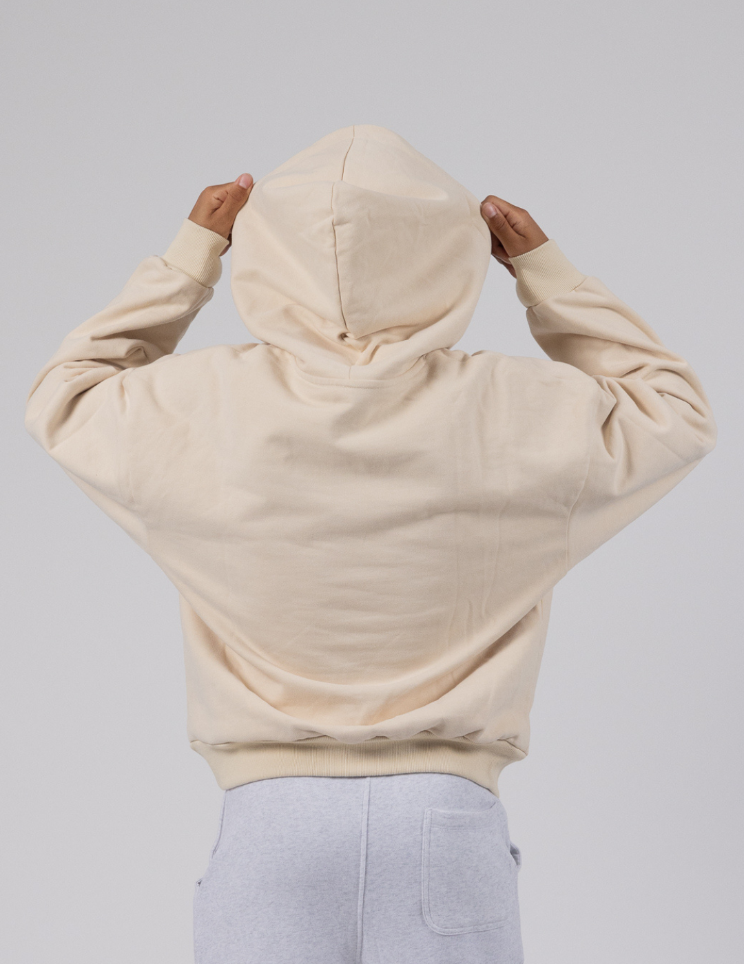 Beige Signature Squiddy Hoodie- Oversized stress ball hoodie with squishy cuffs