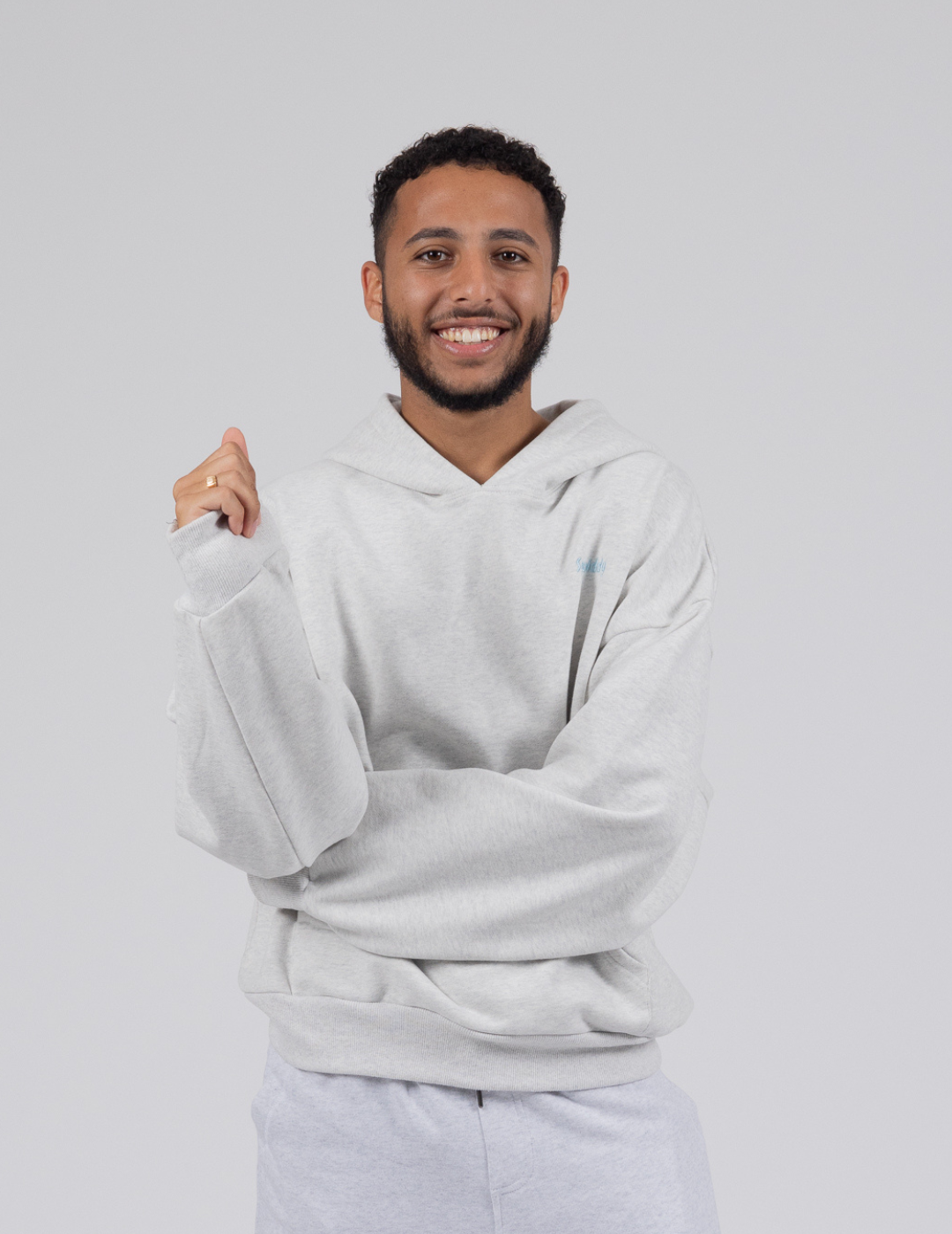 Grey Signature Squiddy Hoodie- Oversized stress ball hoodie with squishy cuffs