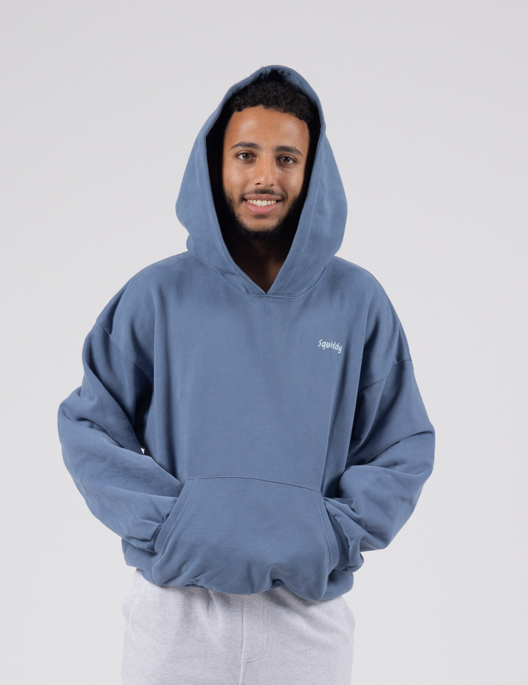 Navy Signature Squiddy Hoodie- Oversized stress ball hoodie with squishy cuffs