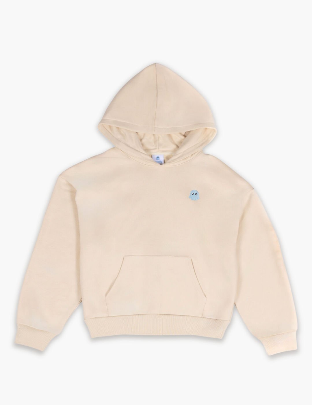 Beige The Signature Squiddy Hoodie- Oversized stress ball hoodie with squishy cuffs