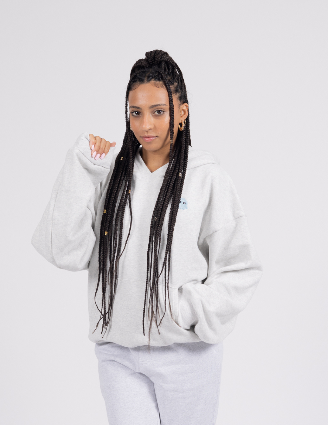 Grey The Signature Squiddy Hoodie- Oversized stress ball hoodie with squishy cuffs