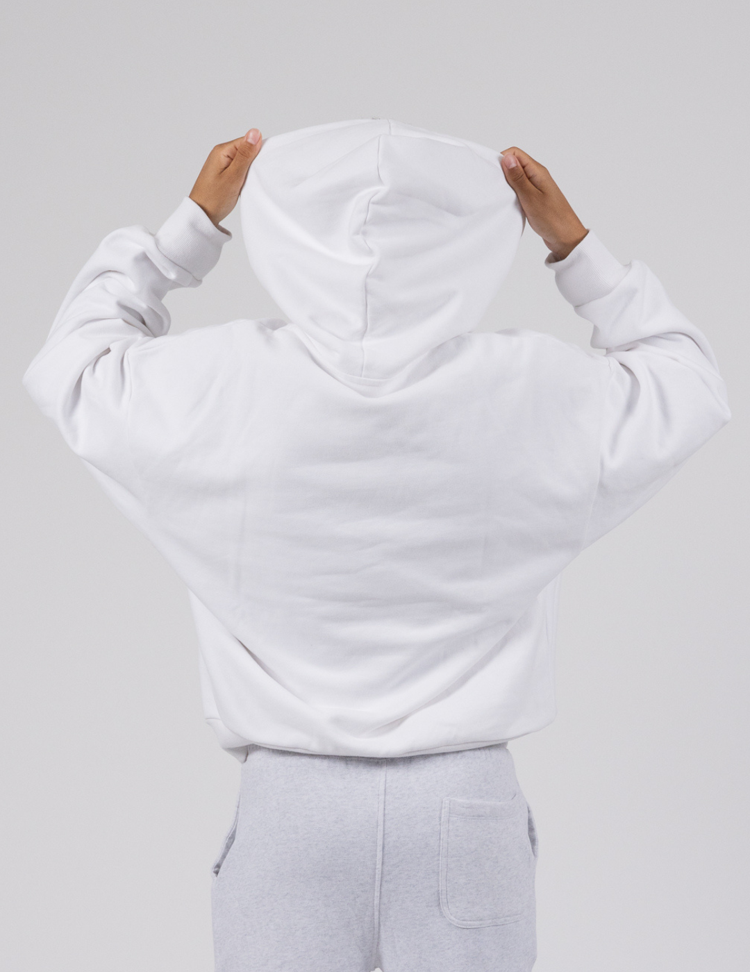 White Signature Squiddy Hoodie- Oversized stress ball hoodie with squishy cuffs