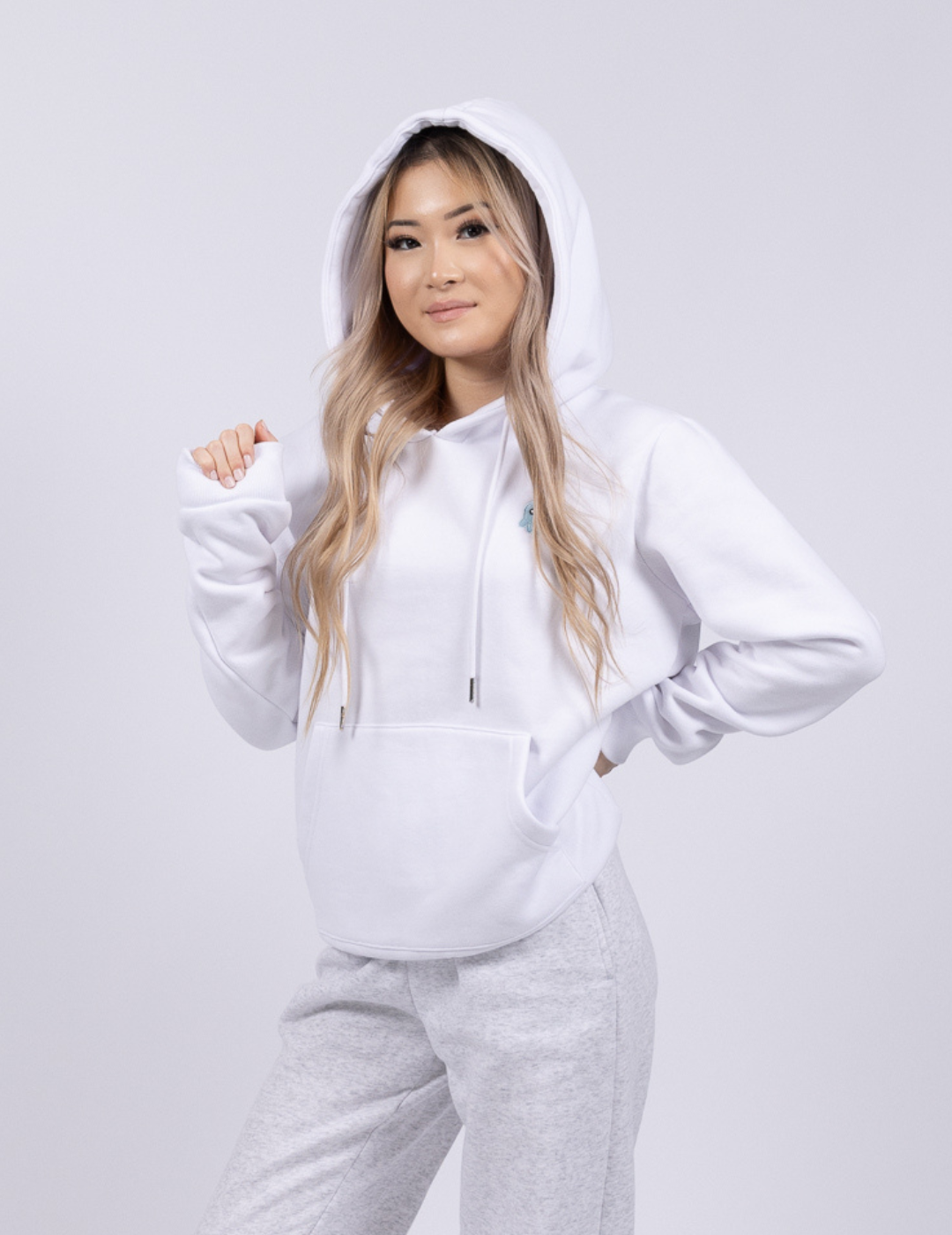 White Squiddy Hoodie- stress ball hoodie with squishy cuffs